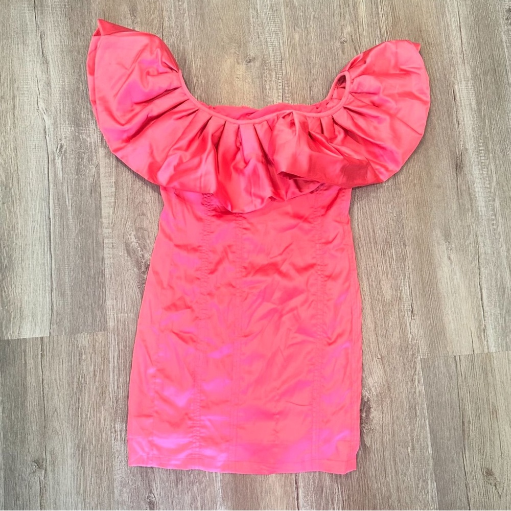 Hot Pink Off The Shoulder Cocktail Dress